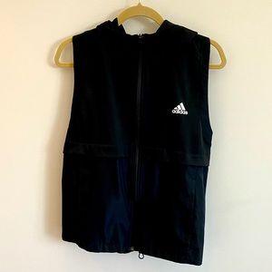 ADIDAS Hooded Sleeveless Vest, Black, size Large